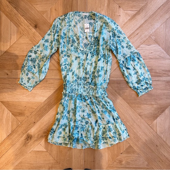 NEW with Tags!  Poupette St. Barth Ilona Mini Dress in  Aqua Grasse Sz. S - Picture 3 of 9